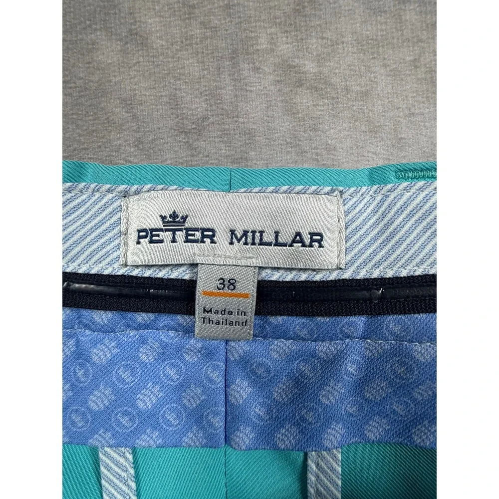 Peter Millar Mens 38 Salem Performance Golf Shorts Caribbean Blue Crown Sport